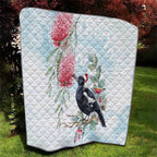 Australia Magpie Christmas Quilt Eucalyptus Aboriginal Watercolor Stylized - Aussie Hoodie