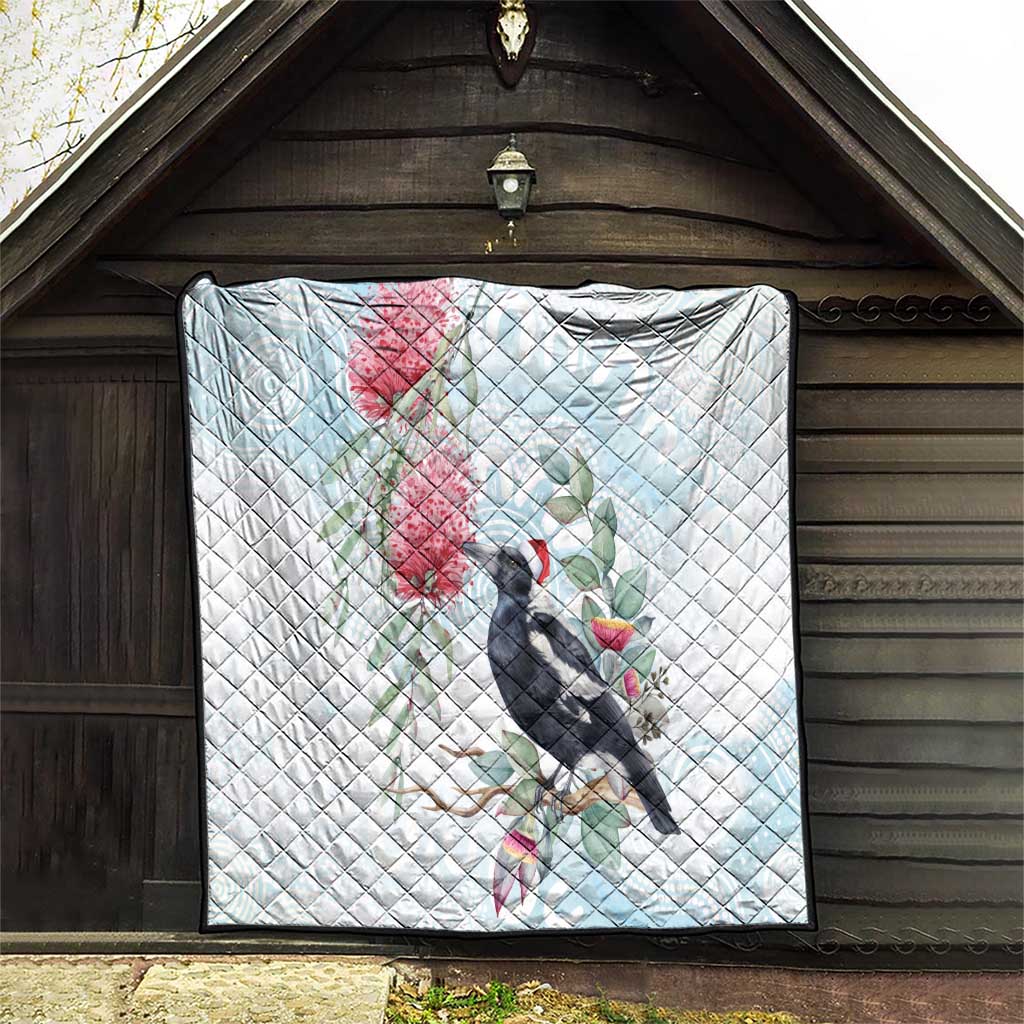 Australia Magpie Christmas Quilt Eucalyptus Aboriginal Watercolor Stylized - Aussie Hoodie