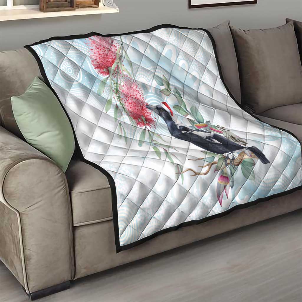 Australia Magpie Christmas Quilt Eucalyptus Aboriginal Watercolor Stylized - Aussie Hoodie