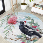 Australia Magpie Christmas Round Carpet Eucalyptus Aboriginal Watercolor Stylized - Aussie Hoodie
