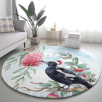 Australia Magpie Christmas Round Carpet Eucalyptus Aboriginal Watercolor Stylized - Aussie Hoodie
