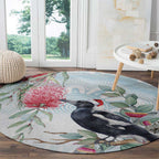 Australia Magpie Christmas Round Carpet Eucalyptus Aboriginal Watercolor Stylized - Aussie Hoodie