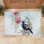 Australia Magpie Christmas Rubber Doormat Eucalyptus Aboriginal Watercolor Stylized - Aussie Hoodie