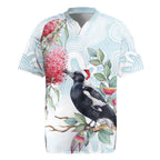 Australia Magpie Christmas Rugby Jersey Eucalyptus Aboriginal Watercolor Stylized - Aussie Hoodie