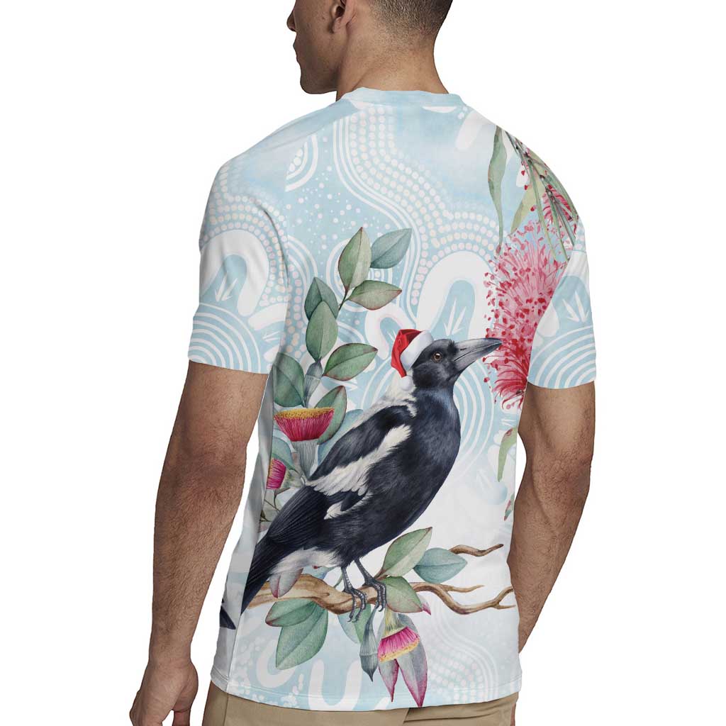 Australia Magpie Christmas Rugby Jersey Eucalyptus Aboriginal Watercolor Stylized - Aussie Hoodie