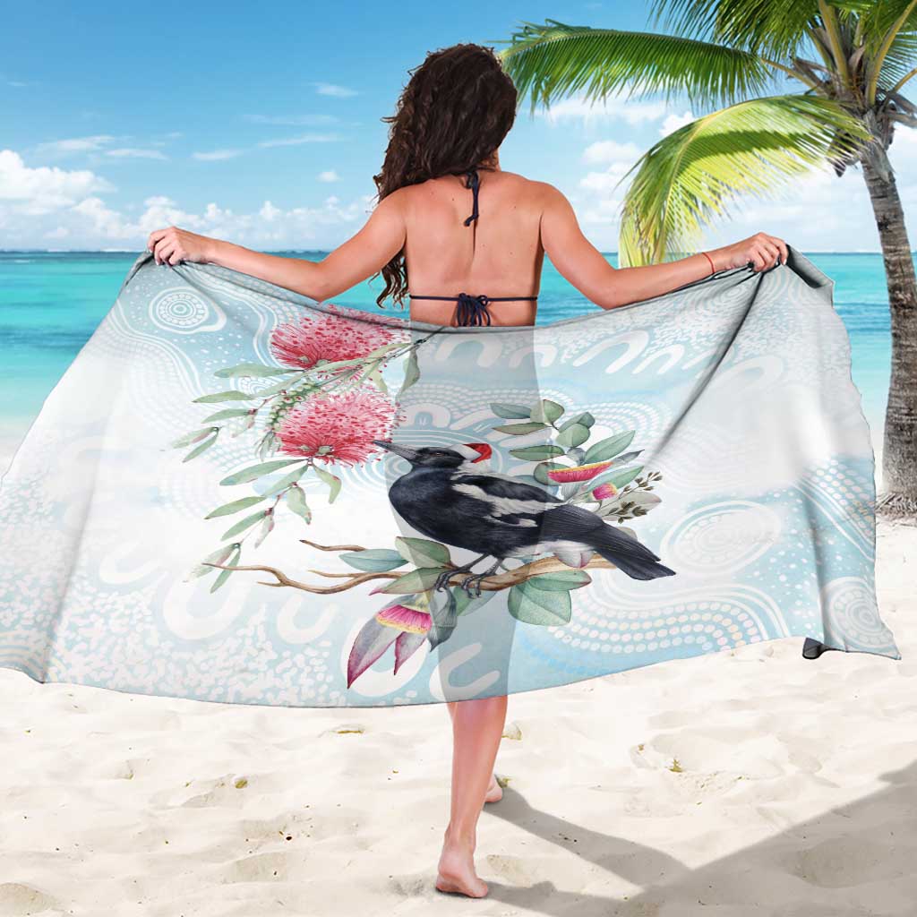 Australia Magpie Christmas Sarong Eucalyptus Aboriginal Watercolor Stylized - Aussie Hoodie