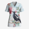 Australia Magpie Christmas Scrub Top Eucalyptus Aboriginal Watercolor Stylized - Aussie Hoodie