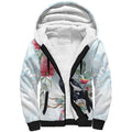 Australia Magpie Christmas Sherpa Hoodie Eucalyptus Aboriginal Watercolor Stylized - Aussie Hoodie