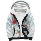Australia Magpie Christmas Sherpa Hoodie Eucalyptus Aboriginal Watercolor Stylized - Aussie Hoodie