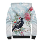 Australia Magpie Christmas Sherpa Hoodie Eucalyptus Aboriginal Watercolor Stylized - Aussie Hoodie