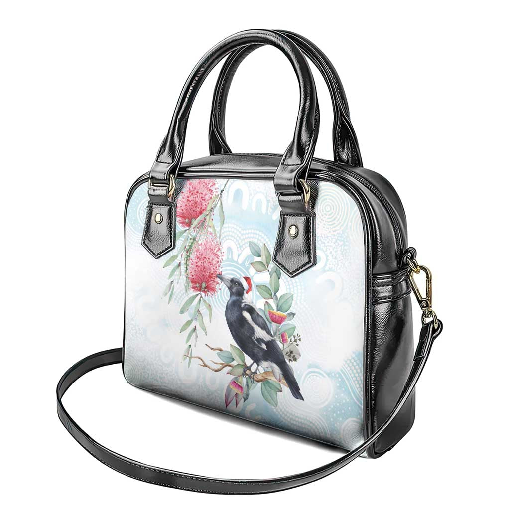 Australia Magpie Christmas Shoulder Handbag Eucalyptus Aboriginal Watercolor Stylized - Aussie Hoodie
