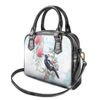 Australia Magpie Christmas Shoulder Handbag Eucalyptus Aboriginal Watercolor Stylized - Aussie Hoodie