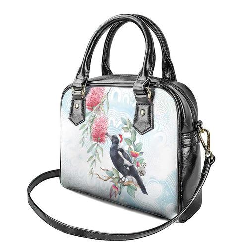 Australia Magpie Christmas Shoulder Handbag Eucalyptus Aboriginal Watercolor Stylized - Aussie Hoodie