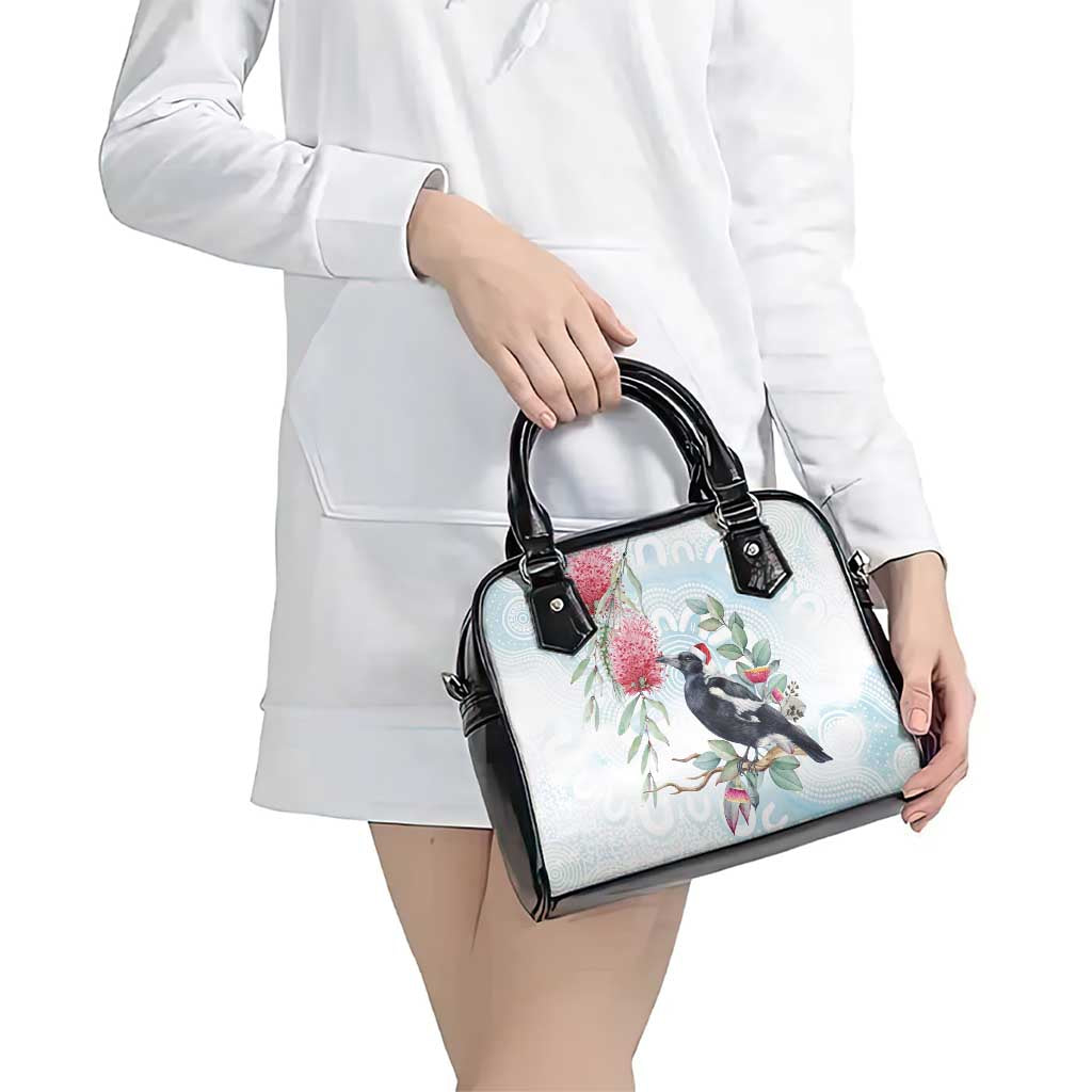 Australia Magpie Christmas Shoulder Handbag Eucalyptus Aboriginal Watercolor Stylized - Aussie Hoodie