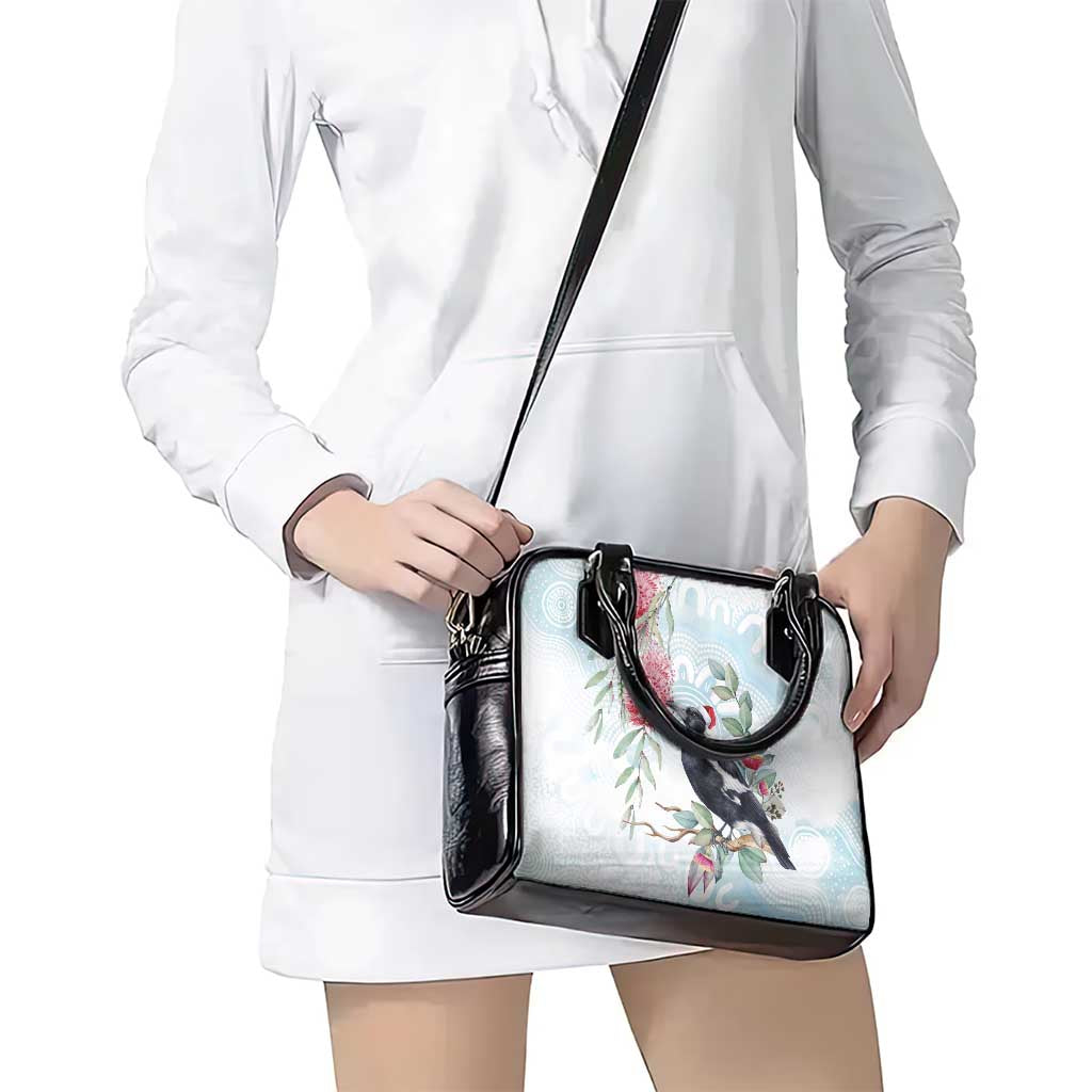 Australia Magpie Christmas Shoulder Handbag Eucalyptus Aboriginal Watercolor Stylized - Aussie Hoodie