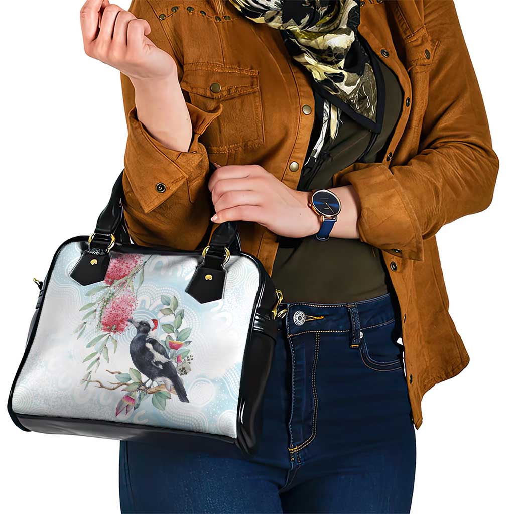 Australia Magpie Christmas Shoulder Handbag Eucalyptus Aboriginal Watercolor Stylized - Aussie Hoodie