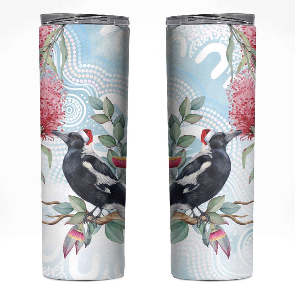 Australia Magpie Christmas Skinny Tumbler Eucalyptus Aboriginal Watercolor Stylized - Aussie Hoodie