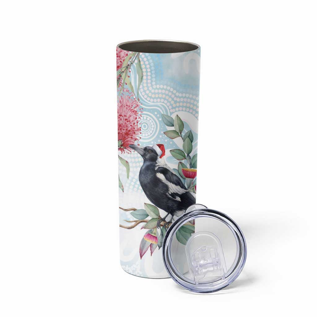 Australia Magpie Christmas Skinny Tumbler Eucalyptus Aboriginal Watercolor Stylized - Aussie Hoodie
