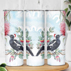 Australia Magpie Christmas Skinny Tumbler Eucalyptus Aboriginal Watercolor Stylized - Aussie Hoodie