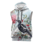 Australia Magpie Christmas Sleeveless Hoodie Eucalyptus Aboriginal Watercolor Stylized - Aussie Hoodie