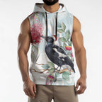 Australia Magpie Christmas Sleeveless Hoodie Eucalyptus Aboriginal Watercolor Stylized - Aussie Hoodie