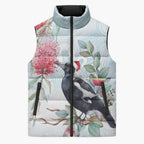 Australia Magpie Christmas Sleeveless Puffer Jacket Eucalyptus Aboriginal Watercolor Stylized - Aussie Hoodie