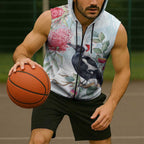 Australia Magpie Christmas Sleeveless Zip Hoodie Eucalyptus Aboriginal Watercolor Stylized LT14