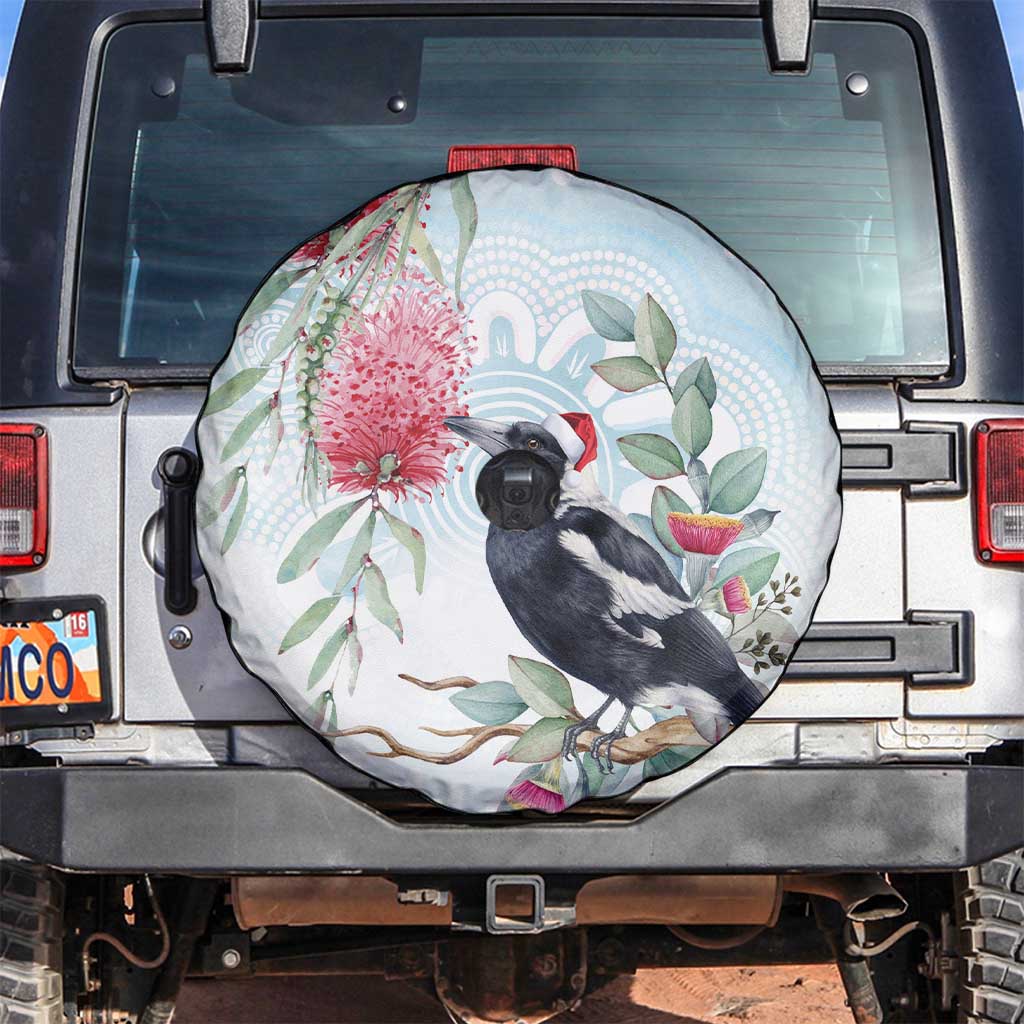 Australia Magpie Christmas Spare Tire Cover Eucalyptus Aboriginal Watercolor Stylized - Aussie Hoodie