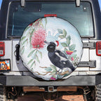 Australia Magpie Christmas Spare Tire Cover Eucalyptus Aboriginal Watercolor Stylized - Aussie Hoodie