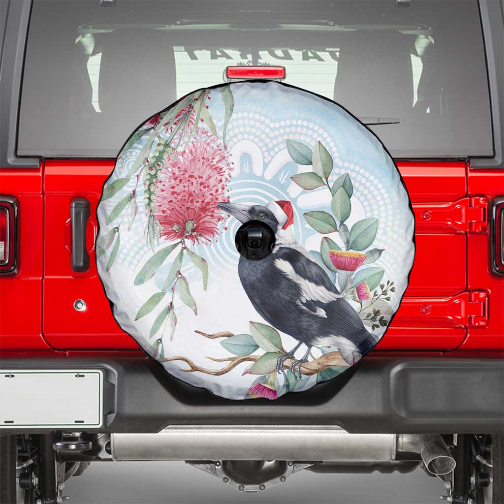 Australia Magpie Christmas Spare Tire Cover Eucalyptus Aboriginal Watercolor Stylized - Aussie Hoodie
