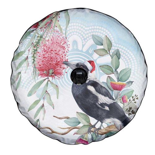 Australia Magpie Christmas Spare Tire Cover Eucalyptus Aboriginal Watercolor Stylized - Aussie Hoodie