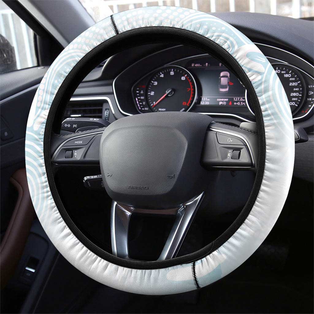 Australia Magpie Christmas Steering Wheel Cover Eucalyptus Aboriginal Watercolor Stylized - Aussie Hoodie