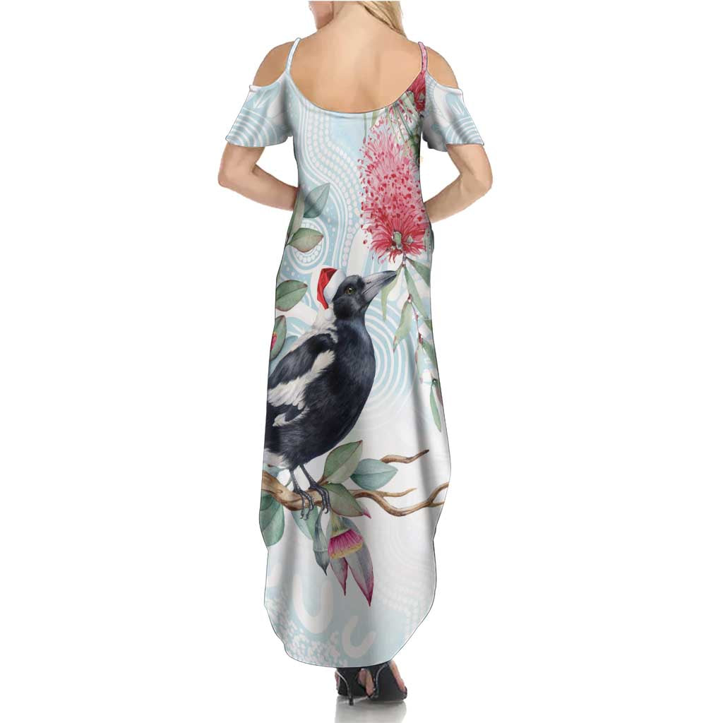 Australia Magpie Christmas Summer Maxi Dress Eucalyptus Aboriginal Watercolor Stylized - Aussie Hoodie