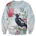 Australia Magpie Christmas Sweatshirt Eucalyptus Aboriginal Watercolor Stylized - Aussie Hoodie