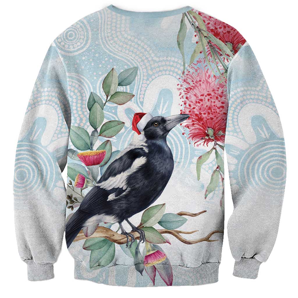 Australia Magpie Christmas Sweatshirt Eucalyptus Aboriginal Watercolor Stylized - Aussie Hoodie