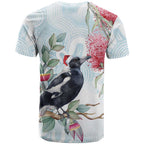 Australia Magpie Christmas T Shirt Eucalyptus Aboriginal Watercolor Stylized - Aussie Hoodie