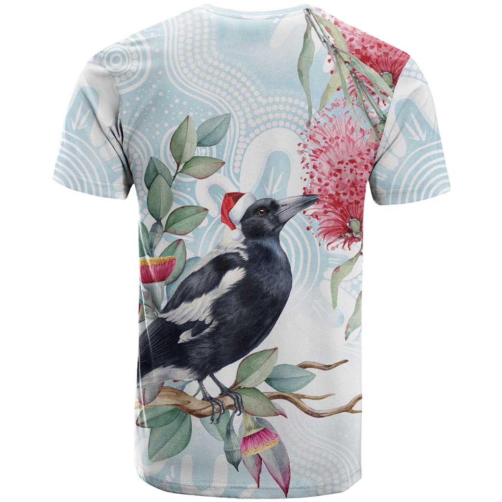 Australia Magpie Christmas T Shirt Eucalyptus Aboriginal Watercolor Stylized - Aussie Hoodie