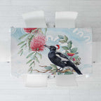 Australia Magpie Christmas Tablecloth Eucalyptus Aboriginal Watercolor Stylized - Aussie Hoodie