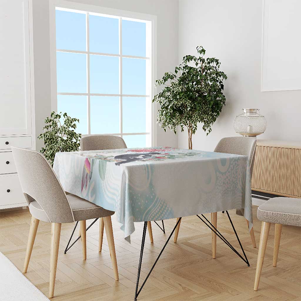 Australia Magpie Christmas Tablecloth Eucalyptus Aboriginal Watercolor Stylized - Aussie Hoodie