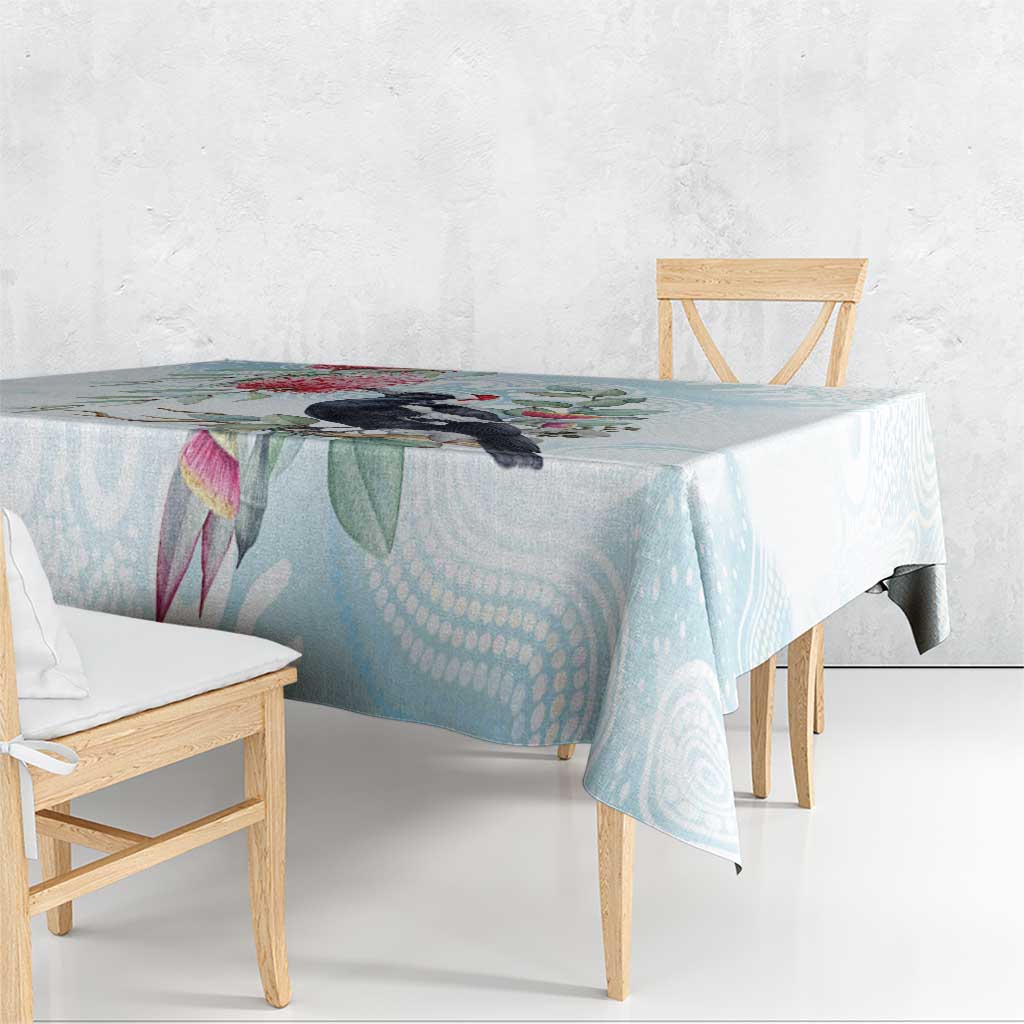 Australia Magpie Christmas Tablecloth Eucalyptus Aboriginal Watercolor Stylized - Aussie Hoodie