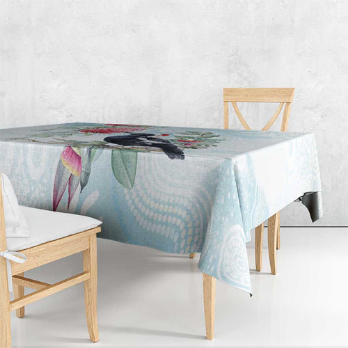 Australia Magpie Christmas Tablecloth Eucalyptus Aboriginal Watercolor Stylized - Aussie Hoodie