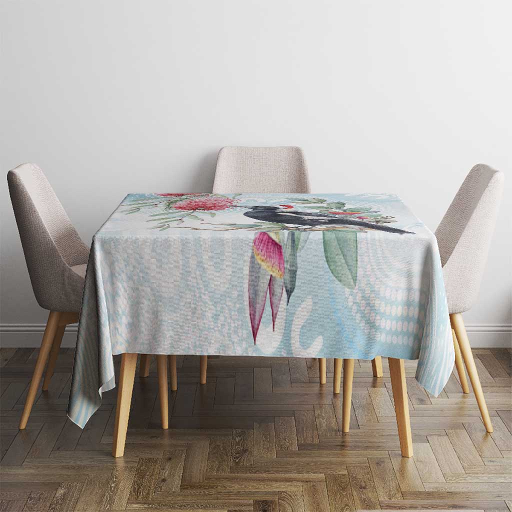 Australia Magpie Christmas Tablecloth Eucalyptus Aboriginal Watercolor Stylized - Aussie Hoodie