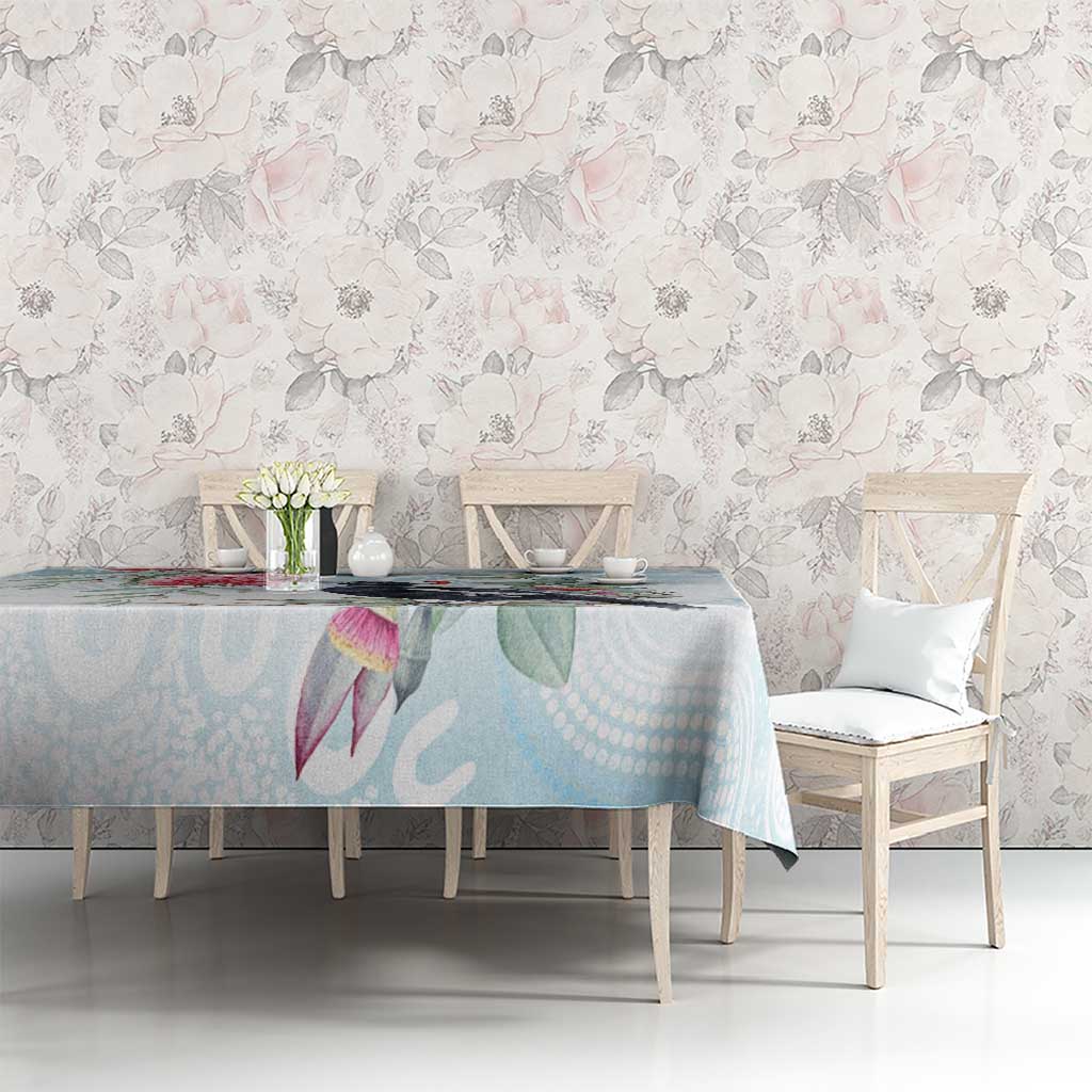 Australia Magpie Christmas Tablecloth Eucalyptus Aboriginal Watercolor Stylized - Aussie Hoodie