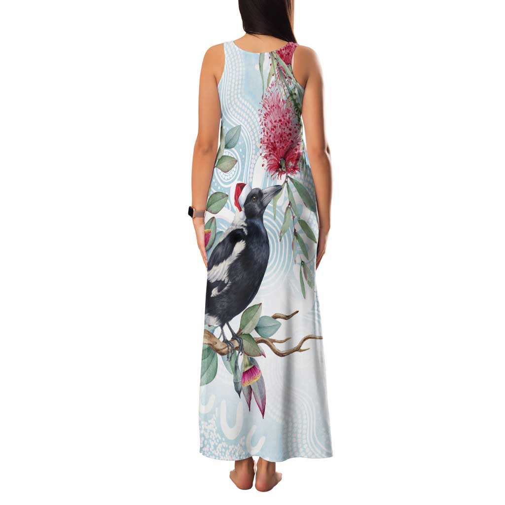 Australia Magpie Christmas Tank Maxi Dress Eucalyptus Aboriginal Watercolor Stylized - Aussie Hoodie