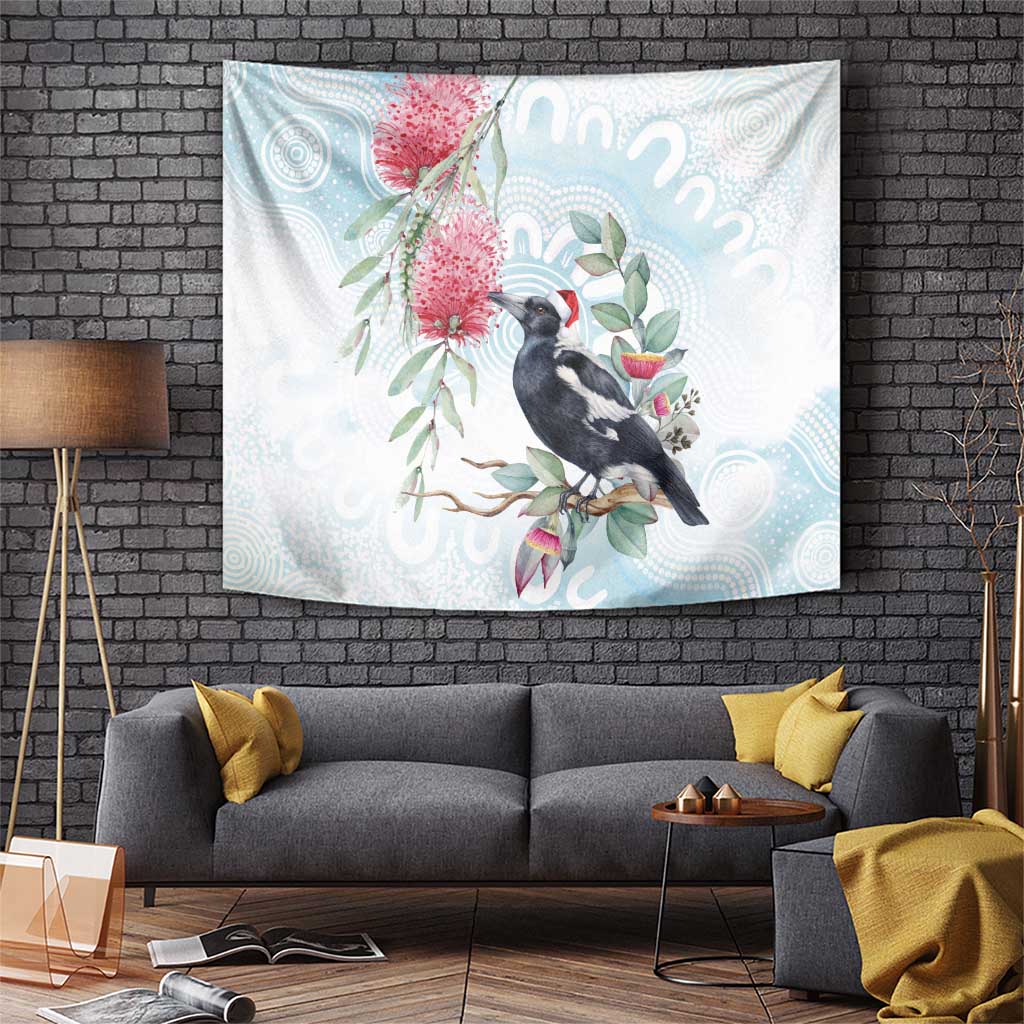 Australia Magpie Christmas Tapestry Eucalyptus Aboriginal Watercolor Stylized - Aussie Hoodie