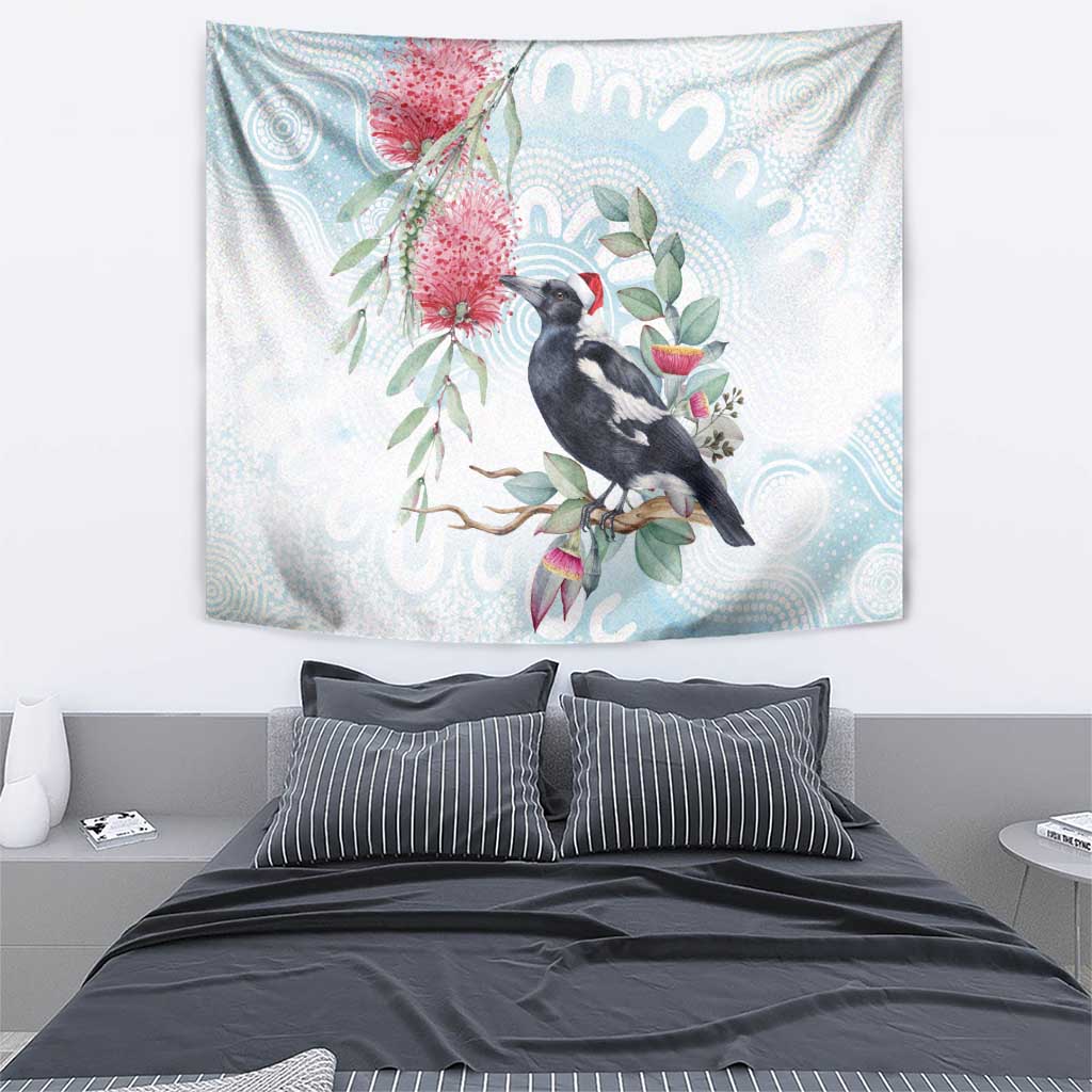 Australia Magpie Christmas Tapestry Eucalyptus Aboriginal Watercolor Stylized - Aussie Hoodie