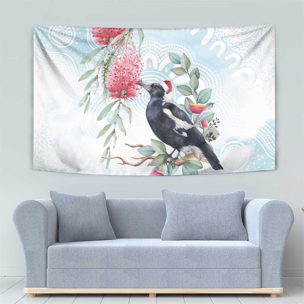 Australia Magpie Christmas Tapestry Eucalyptus Aboriginal Watercolor Stylized - Aussie Hoodie