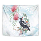 Australia Magpie Christmas Tapestry Eucalyptus Aboriginal Watercolor Stylized - Aussie Hoodie