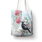 Australia Magpie Christmas Tote Bag Eucalyptus Aboriginal Watercolor Stylized - Aussie Hoodie