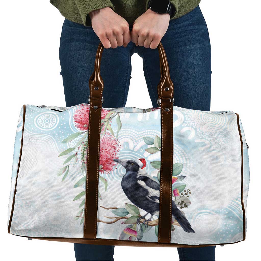 Australia Magpie Christmas Travel Bag Eucalyptus Aboriginal Watercolor Stylized - Aussie Hoodie